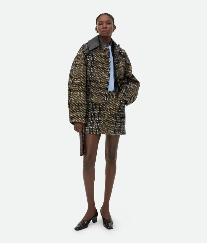 Women Jackets Bottega Veneta Check Pressed Wool Jacket Eclipseblackyellow