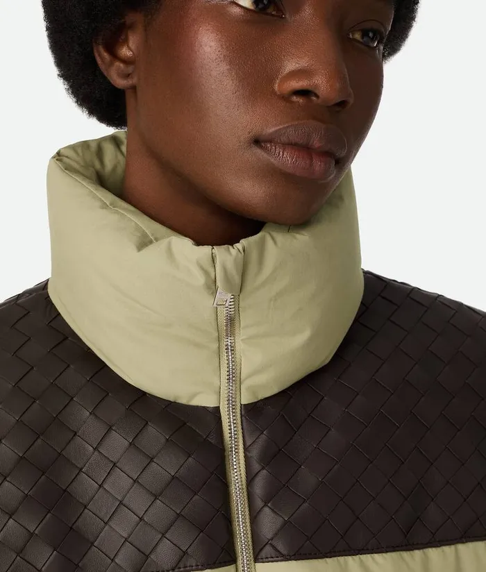 Women Jackets Bottega Veneta Frosted Poplin Puffer Jacket Travertine