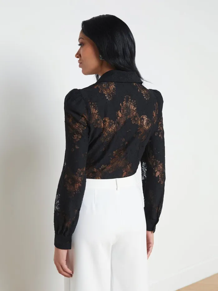 Women Jenica Lace Blouse Black L039Agence Blouses and Tops