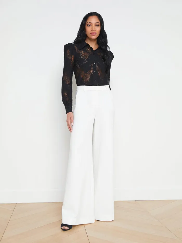 Women Jenica Lace Blouse Black L039Agence Blouses and Tops