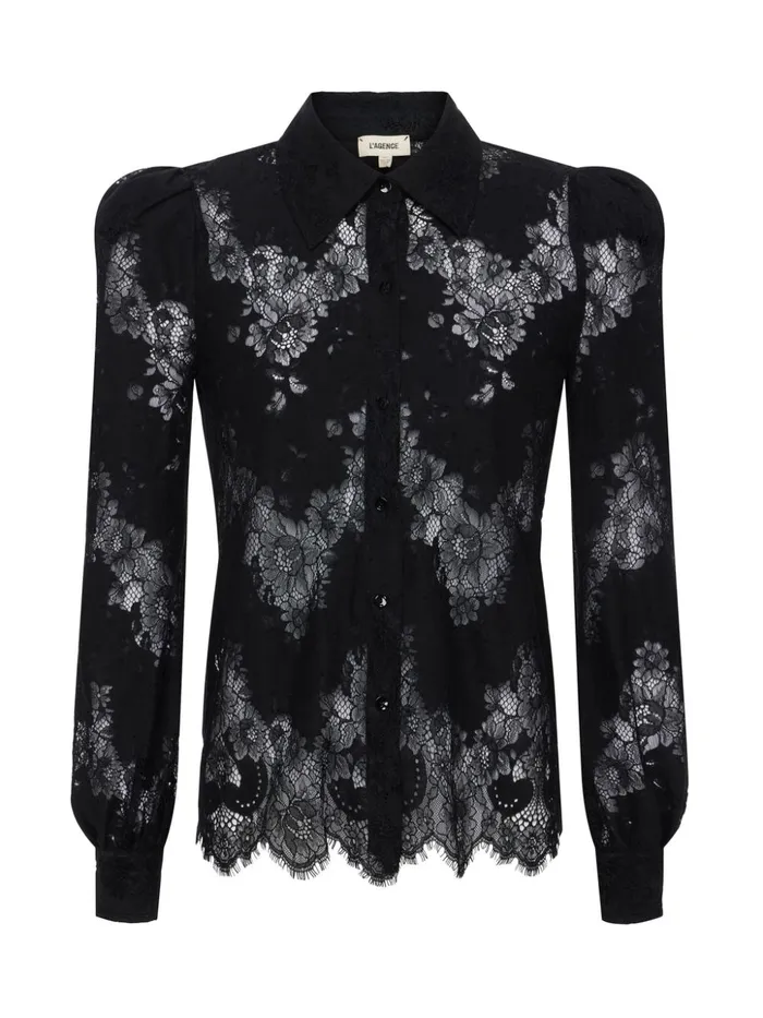 Women Jenica Lace Blouse Black L039Agence Blouses and Tops