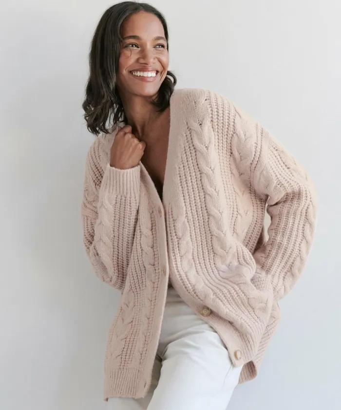 Women Jenni Kayne Cardigans Cable Cocoon Cardigan Blush