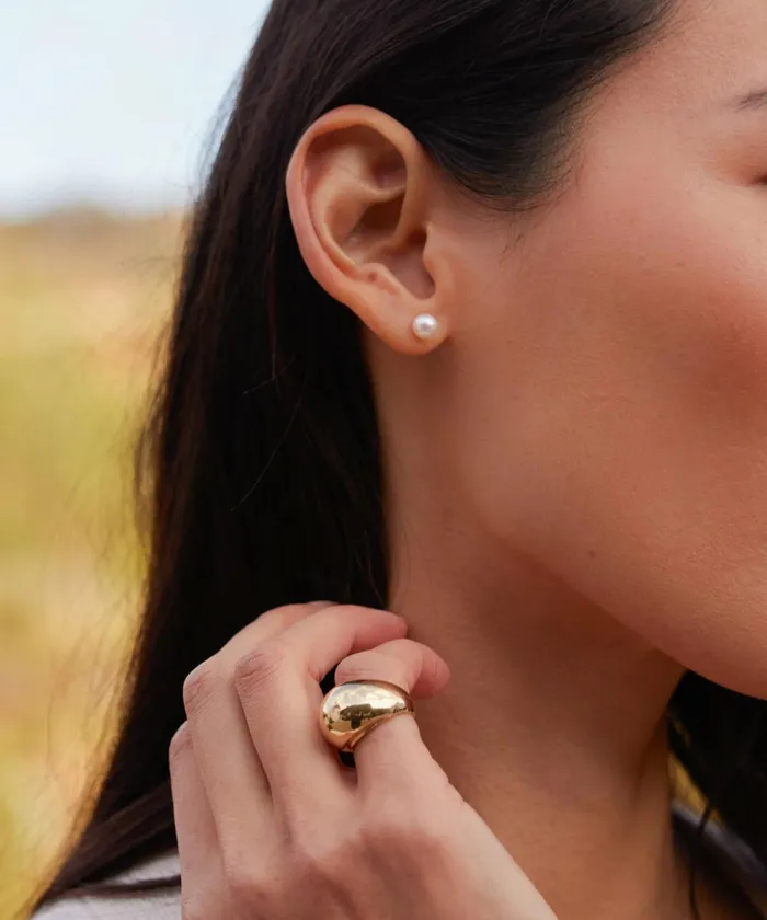 Women Jenni Kayne Jewelry Medium Loren Pearl Studs Gold