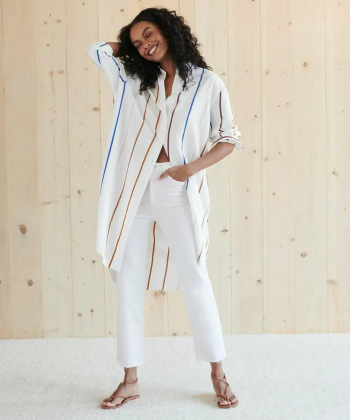 Women Jenni Kayne Swim and Beach Shirt Dress Multi Stripe