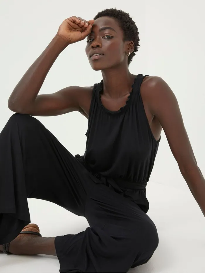 Women Jumpsuits and Playsuits Fat Face Black Haylie Jersey Jumpsuit