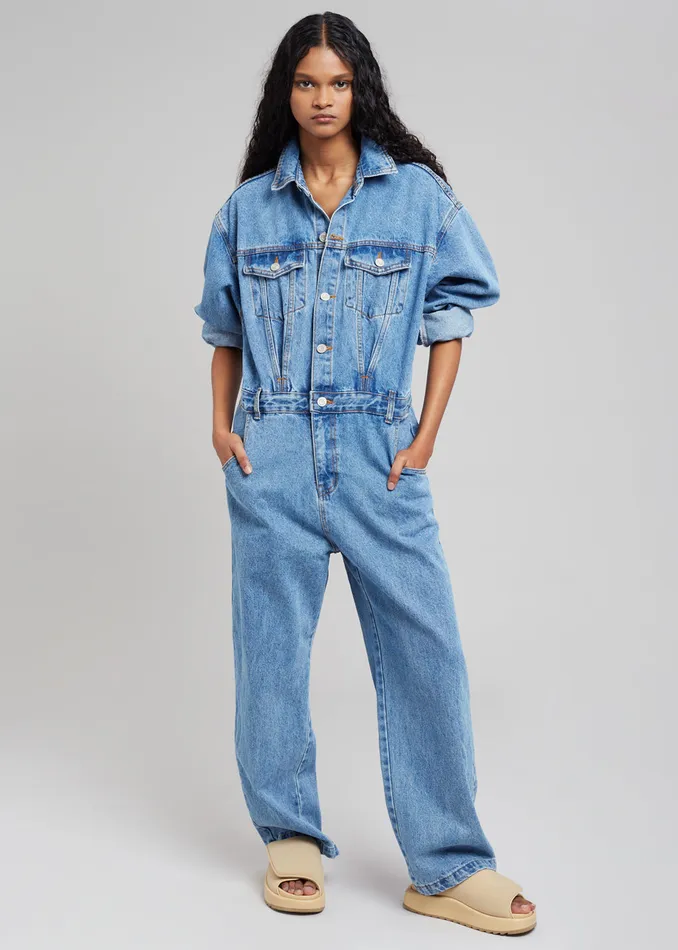 Women Jumpsuits The Frankie Shop Jas Denim Jumpsuit 8211 Dark Indigo