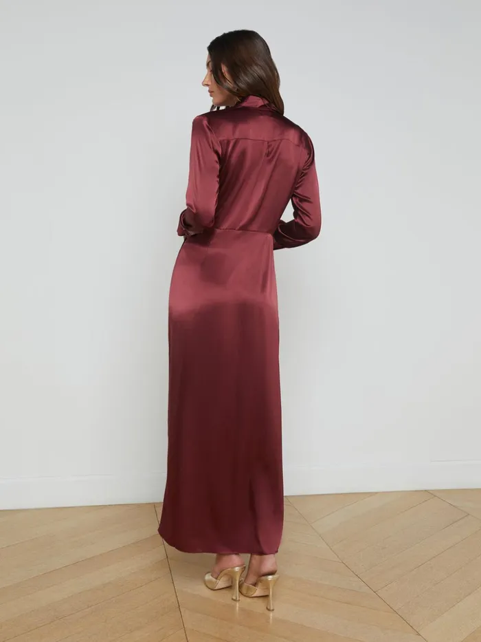 Women Kadi Silk Wrap Dress Dark Wine L039Agence Dresses and Jumpsuits