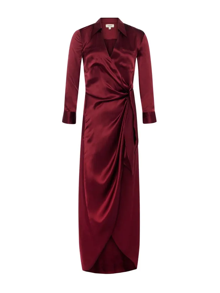 Women Kadi Silk Wrap Dress Dark Wine L039Agence Dresses and Jumpsuits