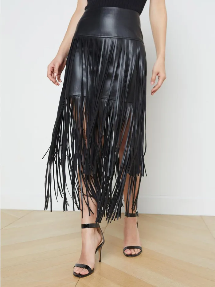 Women Karolina Fringe Skirt Black L039Agence Skirts