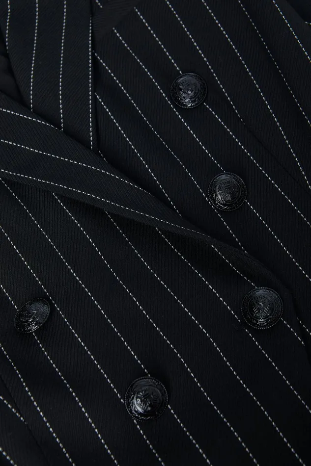Women Kendi Pinstriped Long Blazer Blackecru L039Agence Matching Sets