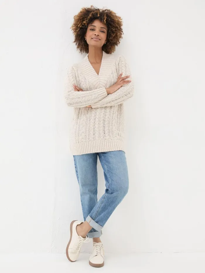 Women Knitwear Fat Face Ivory Alicia VNeck Tunic Women Knitwear Fat Face Ivory Alicia VNeck Tunic
