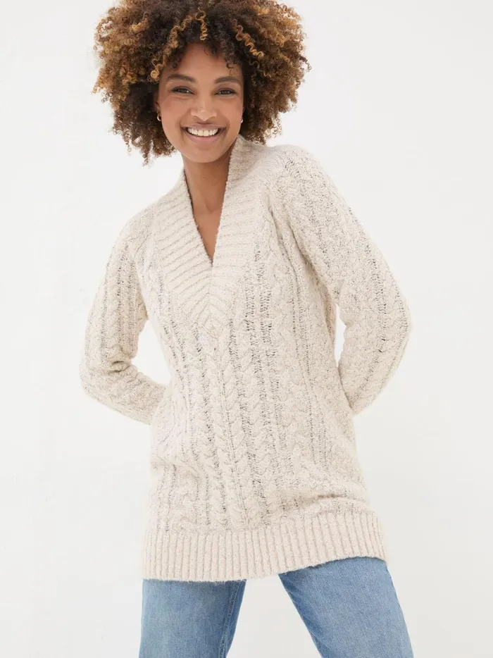Women Knitwear Fat Face Ivory Alicia VNeck Tunic Women Knitwear Fat Face Ivory Alicia VNeck Tunic
