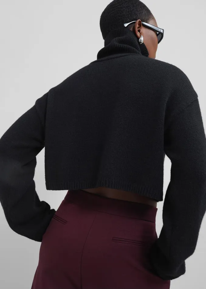 Women Knitwear The Frankie Shop Athina Cropped Turtleneck Sweater 8211 Black