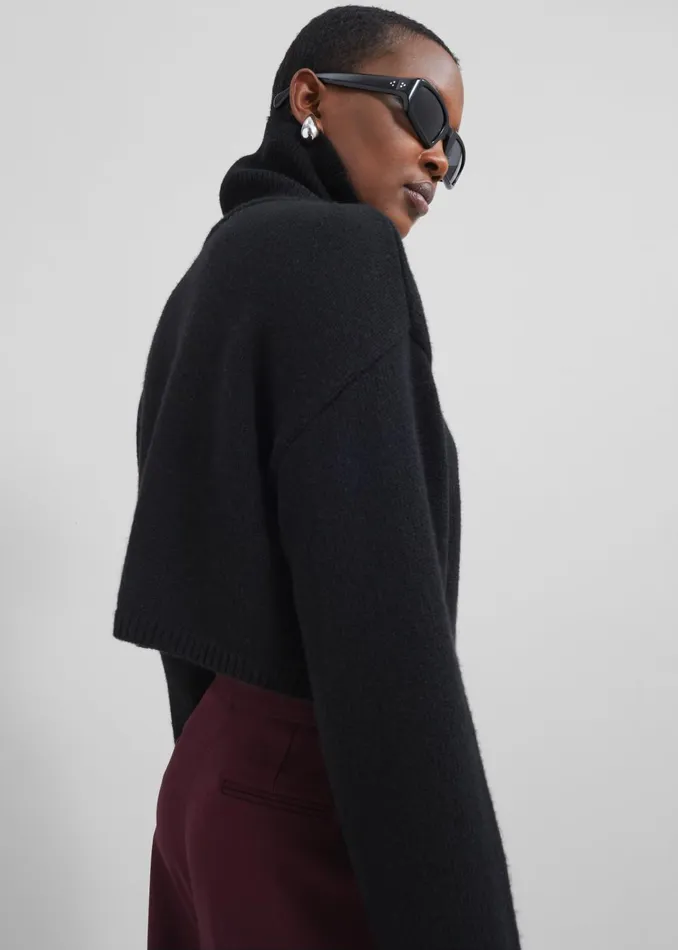 Women Knitwear The Frankie Shop Athina Cropped Turtleneck Sweater 8211 Black