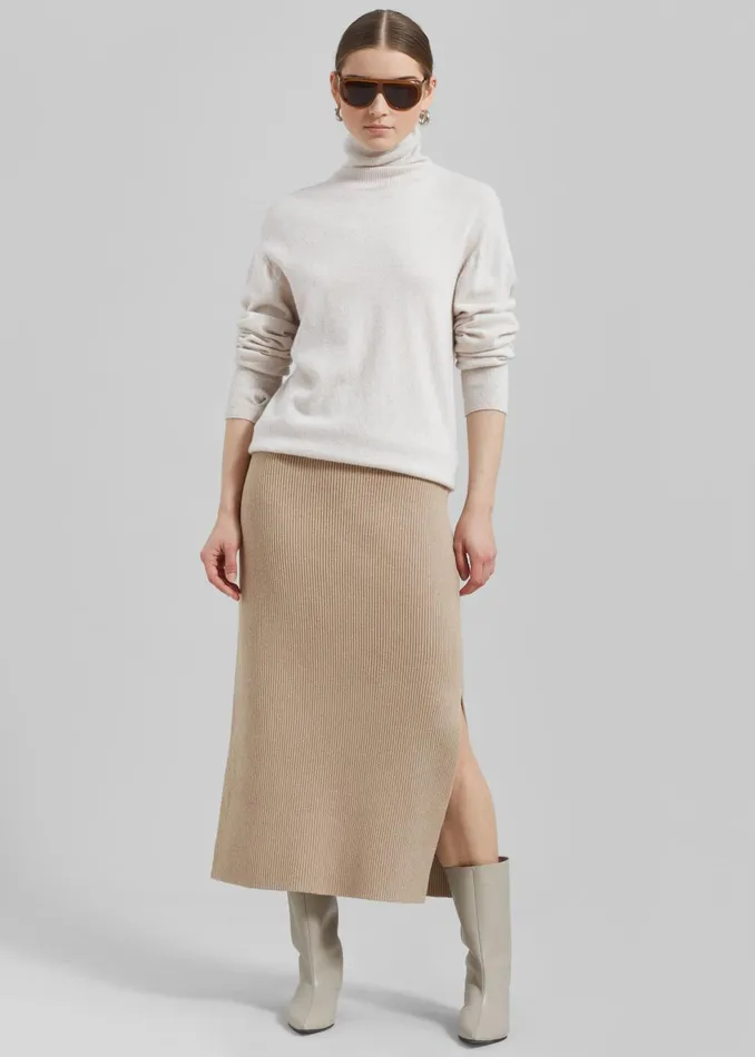 Women Knitwear The Frankie Shop Delia Wool Turtleneck 8211 Oat