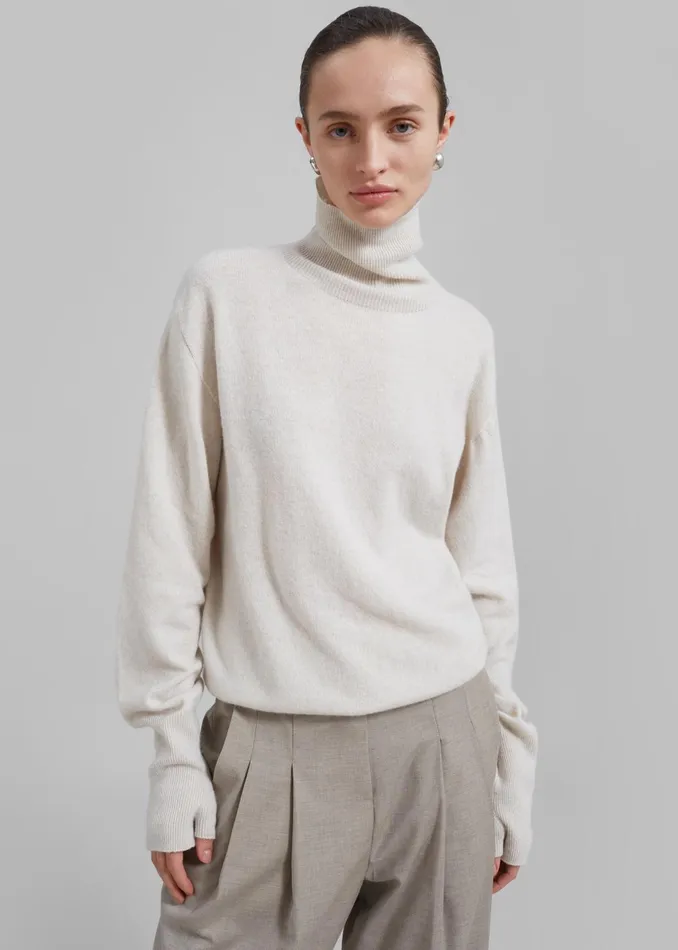 Women Knitwear The Frankie Shop Delia Wool Turtleneck 8211 Oat