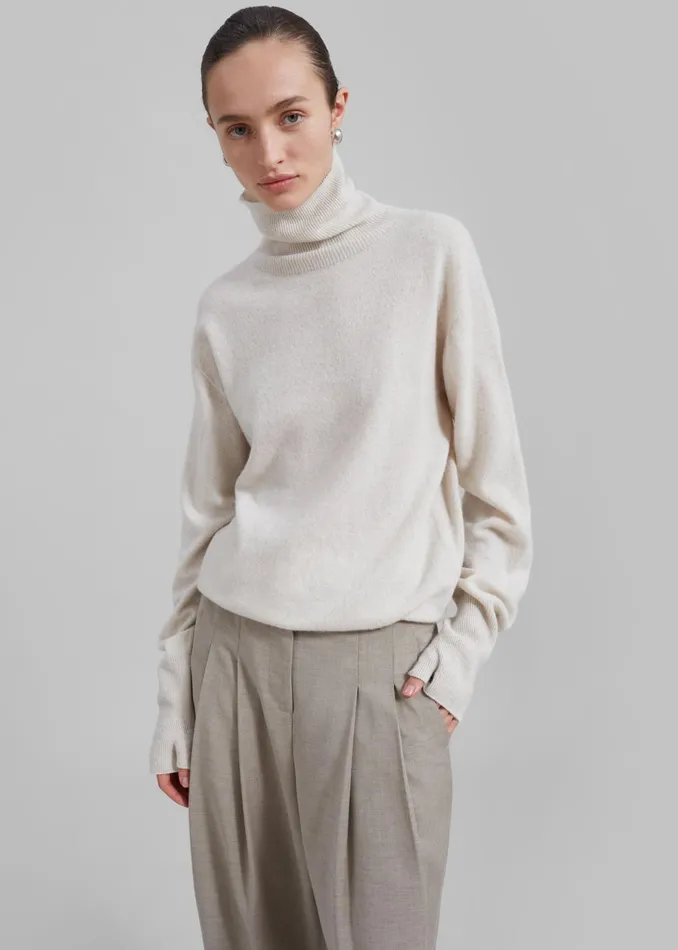 Women Knitwear The Frankie Shop Delia Wool Turtleneck 8211 Oat
