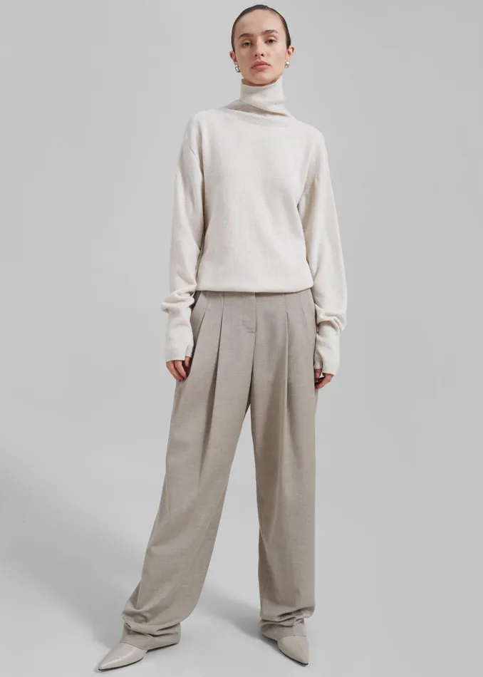 Women Knitwear The Frankie Shop Delia Wool Turtleneck 8211 Oat