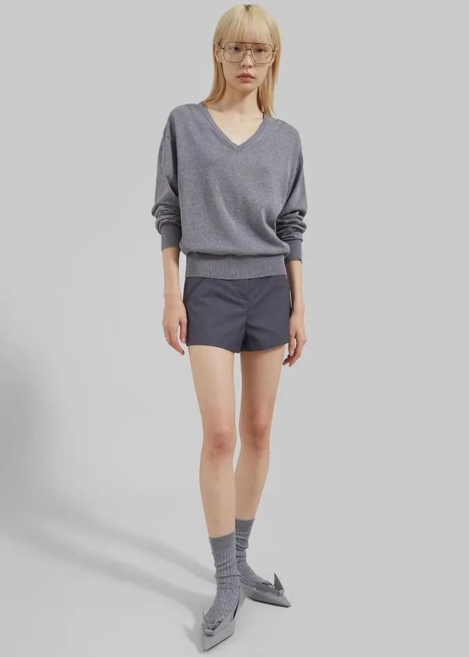 Women Knitwear The Frankie Shop Eliora V Neck Sweater 8211 Grey