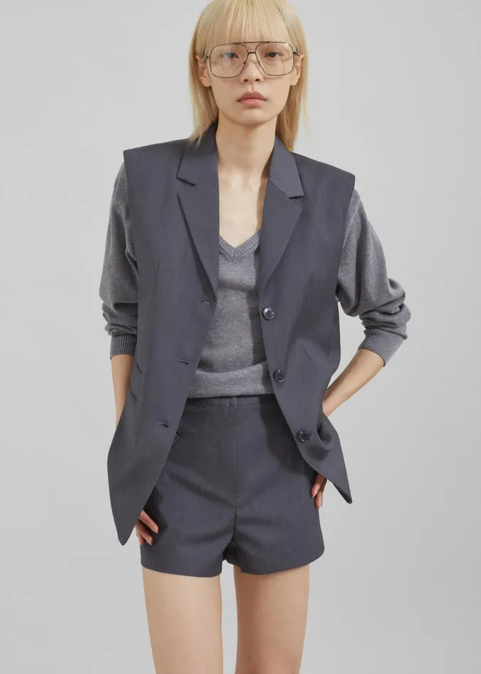 Women Knitwear The Frankie Shop Eliora V Neck Sweater 8211 Grey