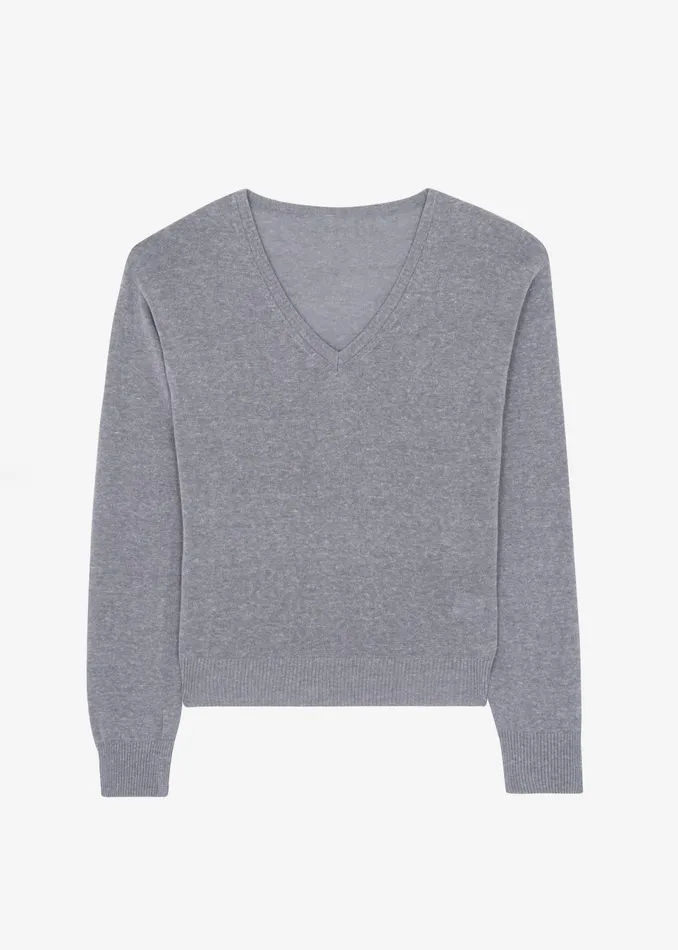 Women Knitwear The Frankie Shop Eliora V Neck Sweater 8211 Grey