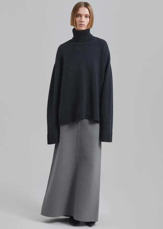 Women Knitwear The Frankie Shop Rhea Trapeze Turtleneck 8211 Charcoal
