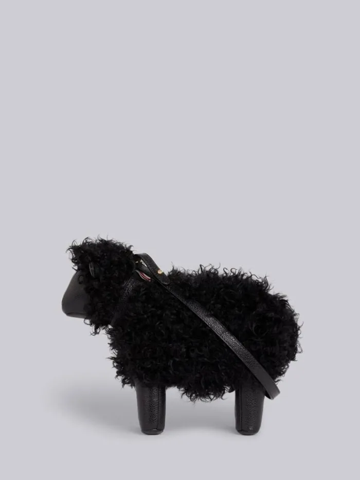 Women Lambskin And Pebbled Calf Small Leather Shoulder Strap Sheep Bag Black Thom Browne Crossbody Bags
