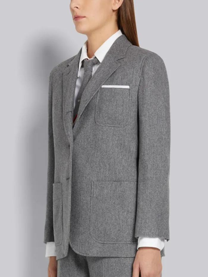 Women Lightweight Boiled Wool Engineered Stripe Sack Jacket Medium Grey Thom Browne Jackets