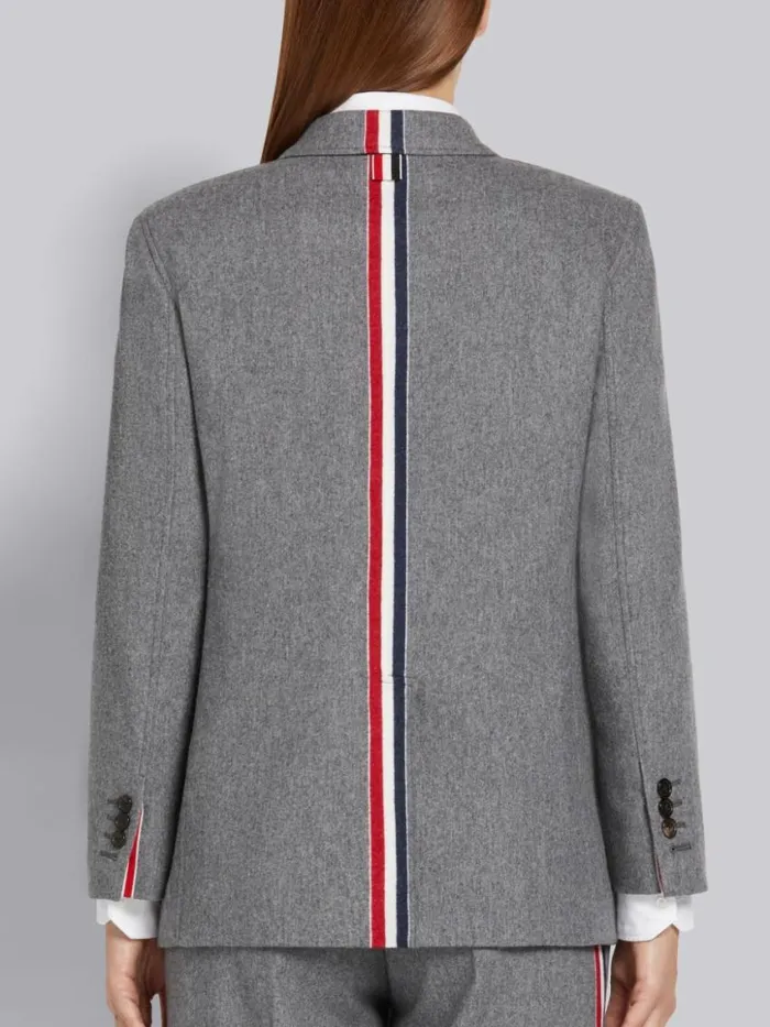 Women Lightweight Boiled Wool Engineered Stripe Sack Jacket Medium Grey Thom Browne Jackets