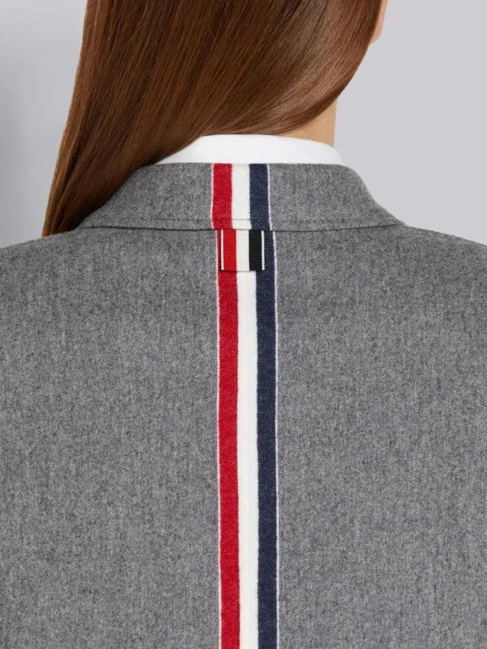 Women Lightweight Boiled Wool Engineered Stripe Sack Jacket Medium Grey Thom Browne Jackets