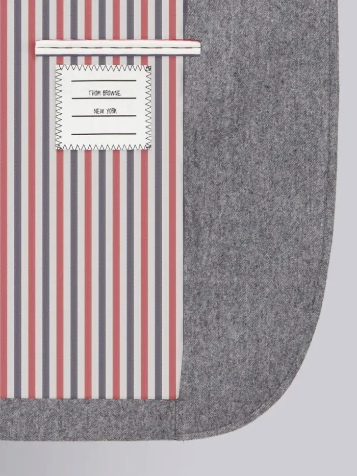 Women Lightweight Boiled Wool Engineered Stripe Sack Jacket Medium Grey Thom Browne Jackets