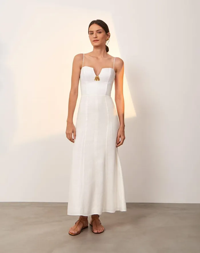 Women Lilith Detail Long Dress 8211 Off White ViX Paula Hermanny Dresses