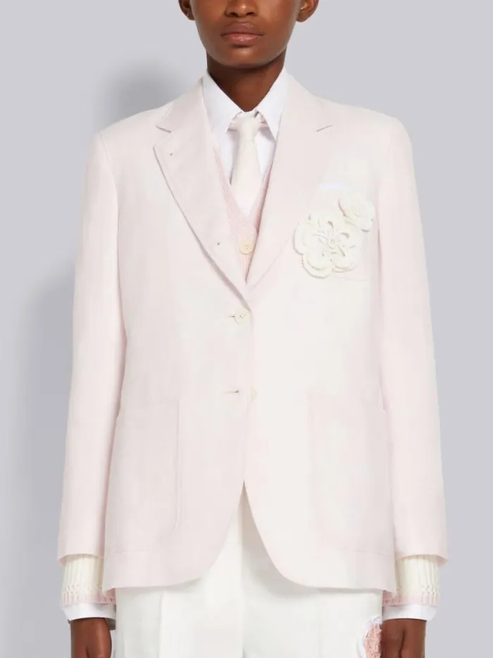 Women Linen Mrs Thom And Flower Chenille Patch Sack Sport Coat Light Pink Thom Browne Jackets Women Linen Mrs Thom And Flower Chenille Patch Sack Sport Coat Light Pink Thom Browne Jackets