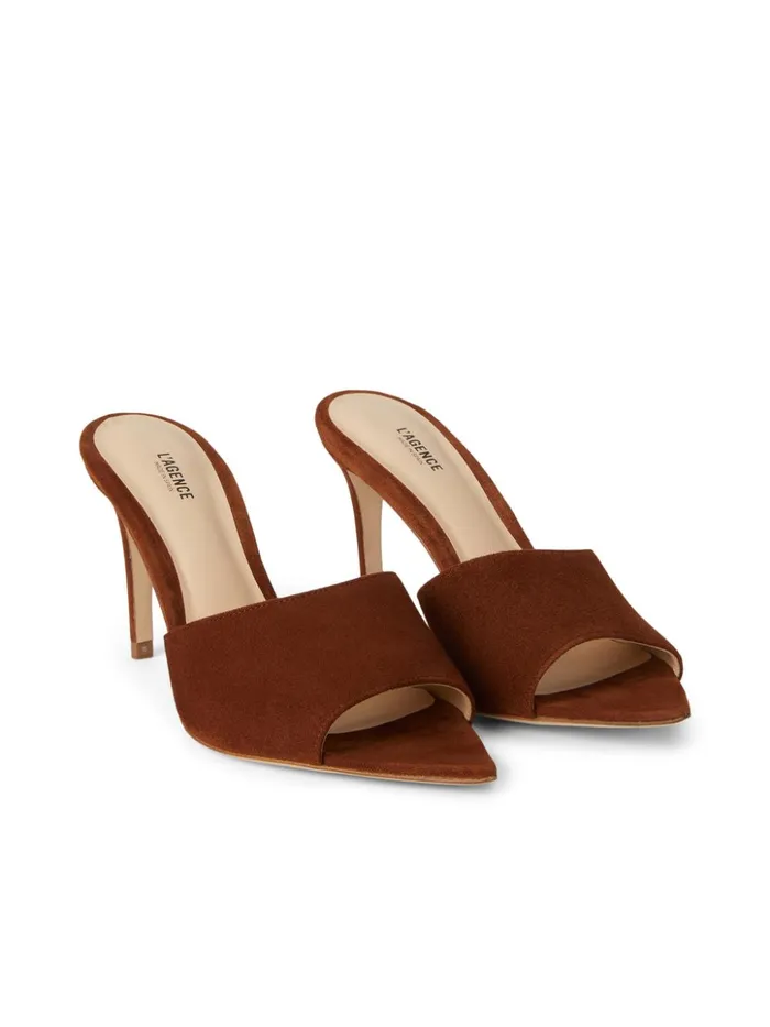 Women Lolita Open Toe Mule Buckskin Suede L039Agence Heels