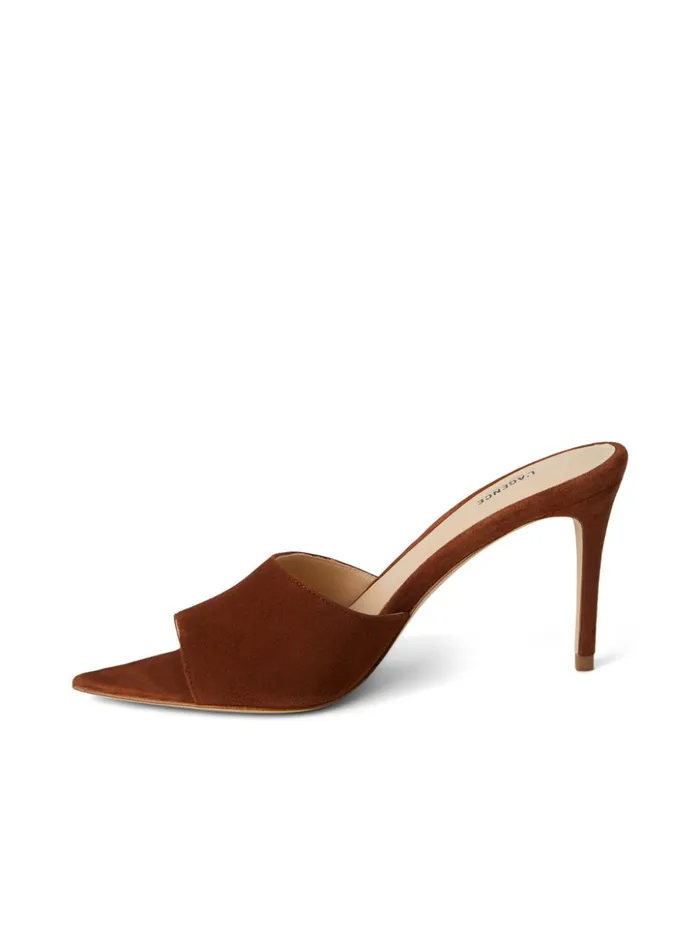 Women Lolita Open Toe Mule Buckskin Suede L039Agence Heels