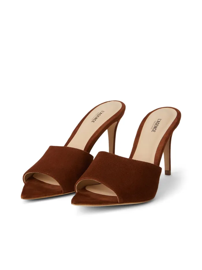 Women Lolita Open Toe Mule Buckskin Suede L039Agence Heels