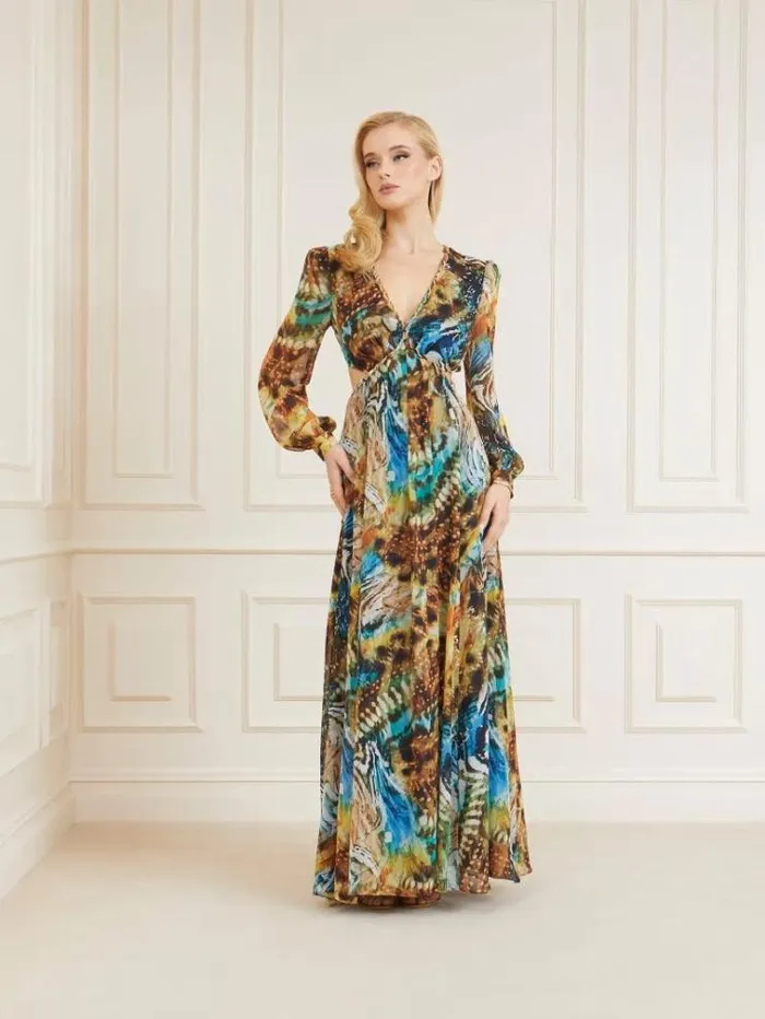 Women Marciano All Over Print Long Dress Multicolor Pattern Guess Dresses And Jumpsuits