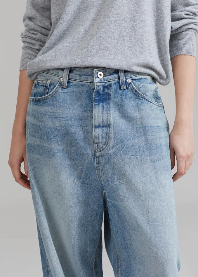 WomenMen Bottoms The Frankie Shop Kane Wide Jeans 8211 Blue Wash
