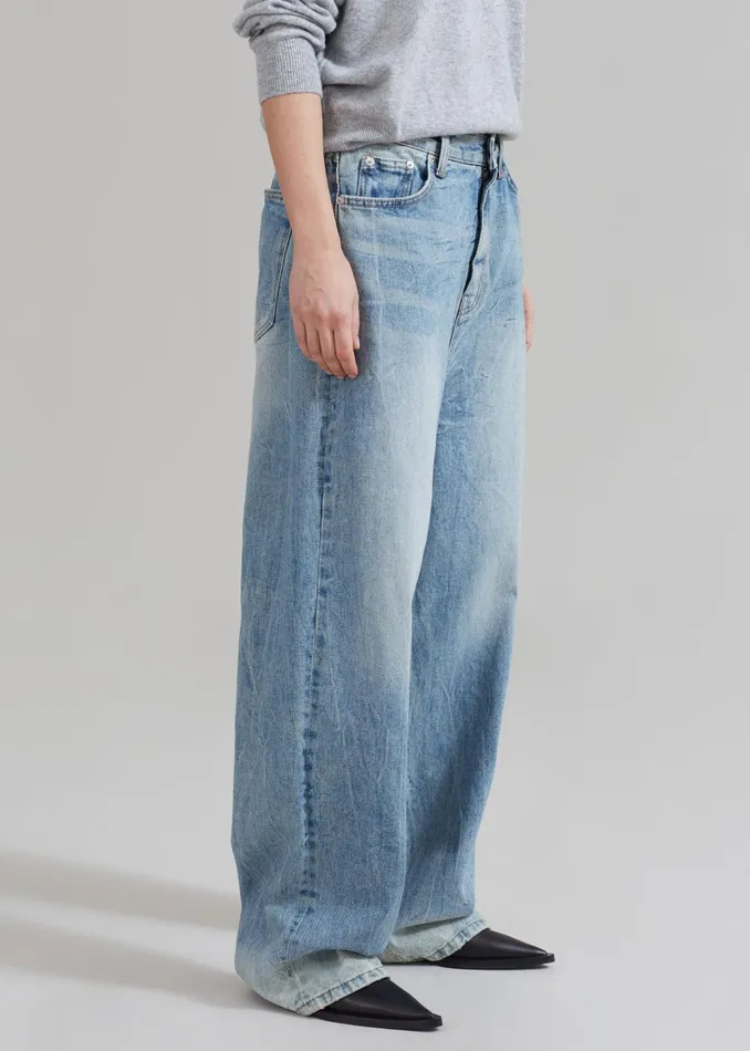WomenMen Bottoms The Frankie Shop Kane Wide Jeans 8211 Blue Wash