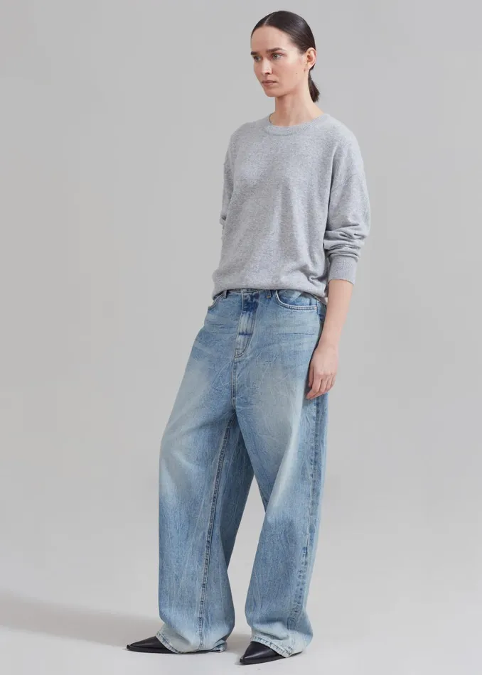 WomenMen Bottoms The Frankie Shop Kane Wide Jeans 8211 Blue Wash