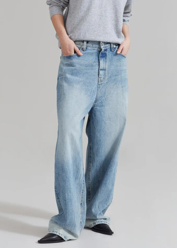 WomenMen Bottoms The Frankie Shop Kane Wide Jeans 8211 Blue Wash