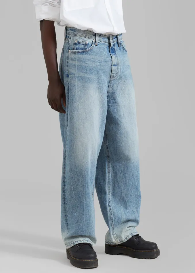 WomenMen Bottoms The Frankie Shop Kane Wide Jeans 8211 Blue Wash