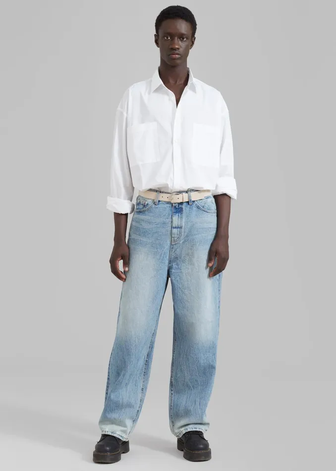 WomenMen Bottoms The Frankie Shop Kane Wide Jeans 8211 Blue Wash