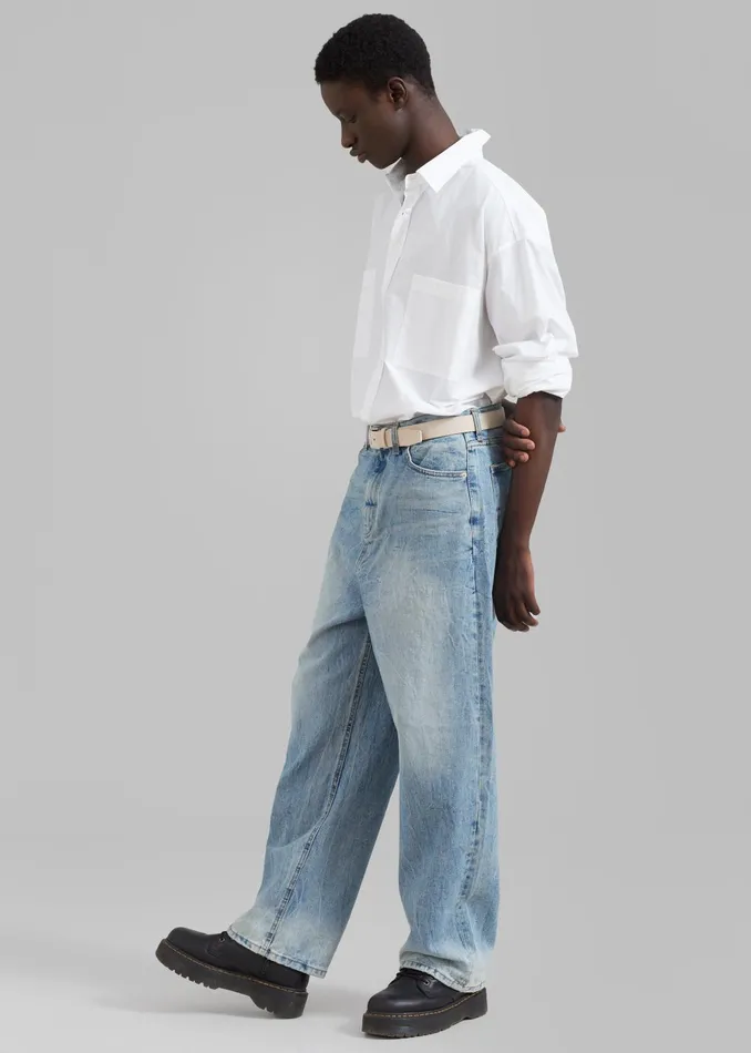 WomenMen Bottoms The Frankie Shop Kane Wide Jeans 8211 Blue Wash