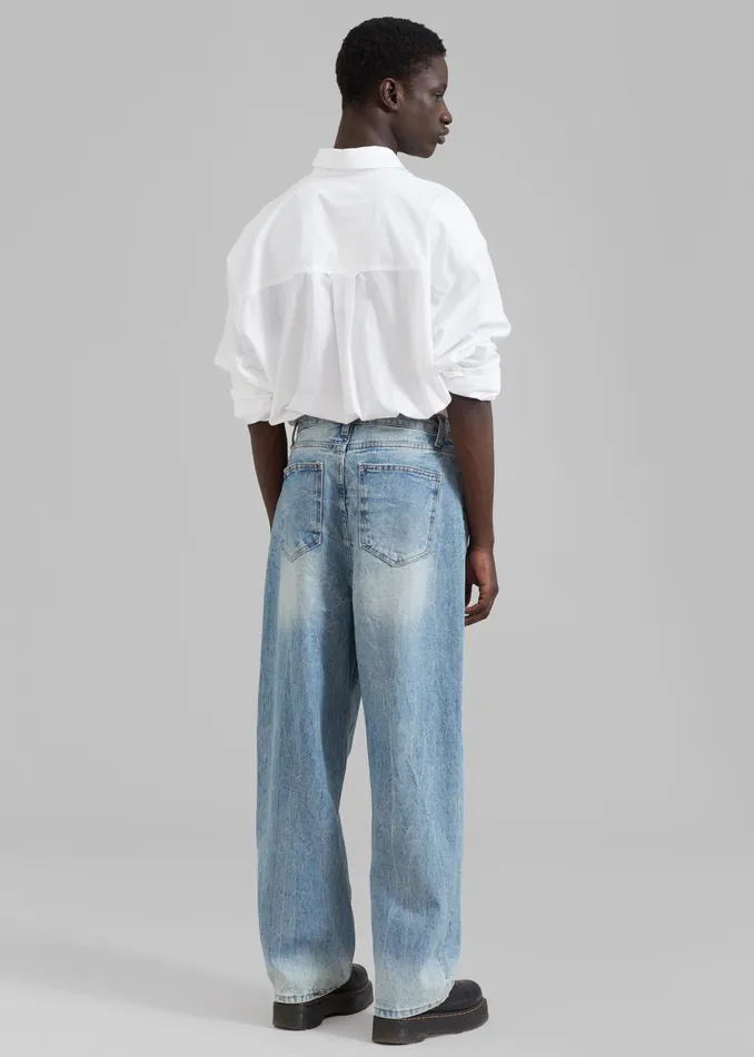 WomenMen Bottoms The Frankie Shop Kane Wide Jeans 8211 Blue Wash