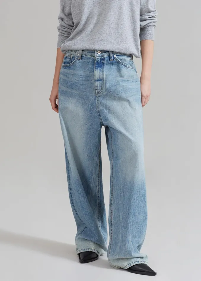 WomenMen Bottoms The Frankie Shop Kane Wide Jeans 8211 Blue Wash