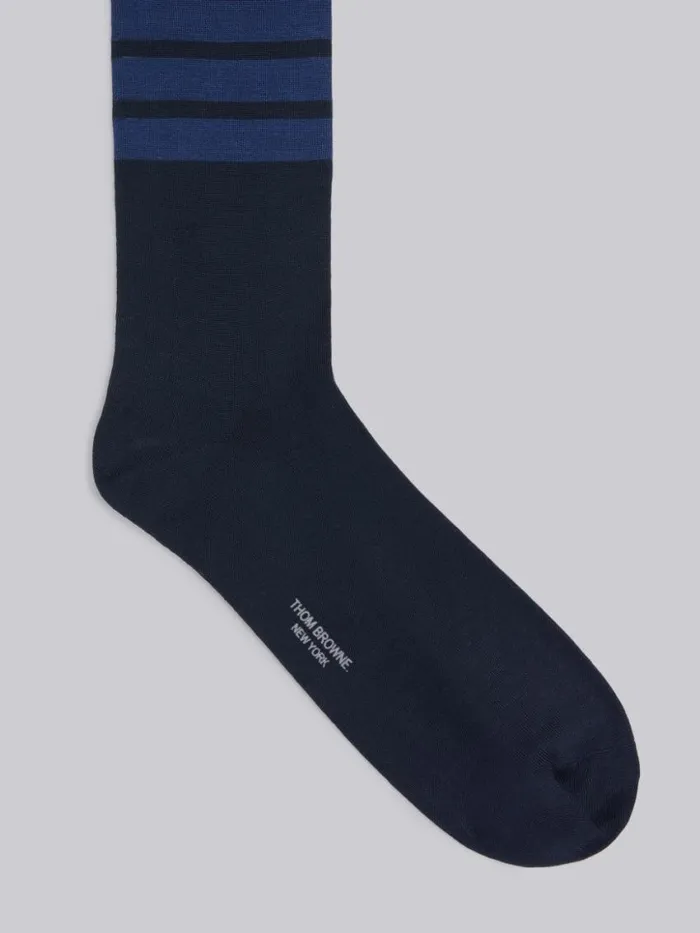 WomenMen Cotton Midcalf 4bar Socks Navy Thom Browne Socks WomenMen Cotton Midcalf 4bar Socks Navy Thom Browne Socks