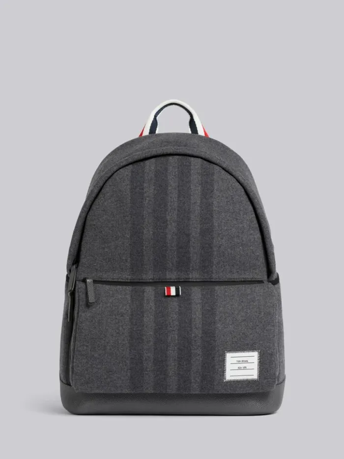 WomenMen Double Face Melton 4bar Easy Backpack Medium Grey Thom Browne Backpacks and Bumbags