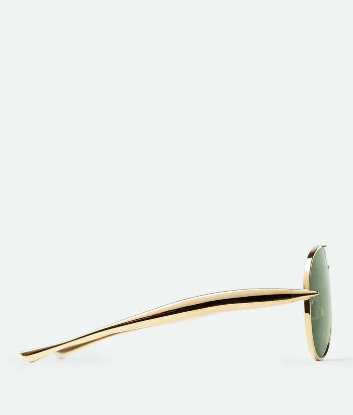 WomenMen Sunglasses Bottega Veneta Sardine Aviator Sunglasses Goldgreen
