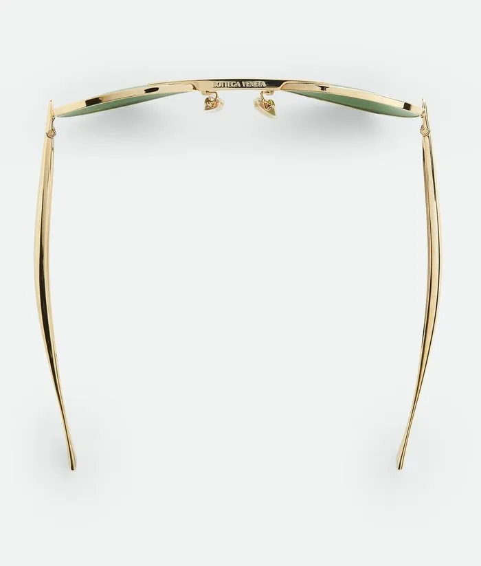 WomenMen Sunglasses Bottega Veneta Sardine Aviator Sunglasses Goldgreen